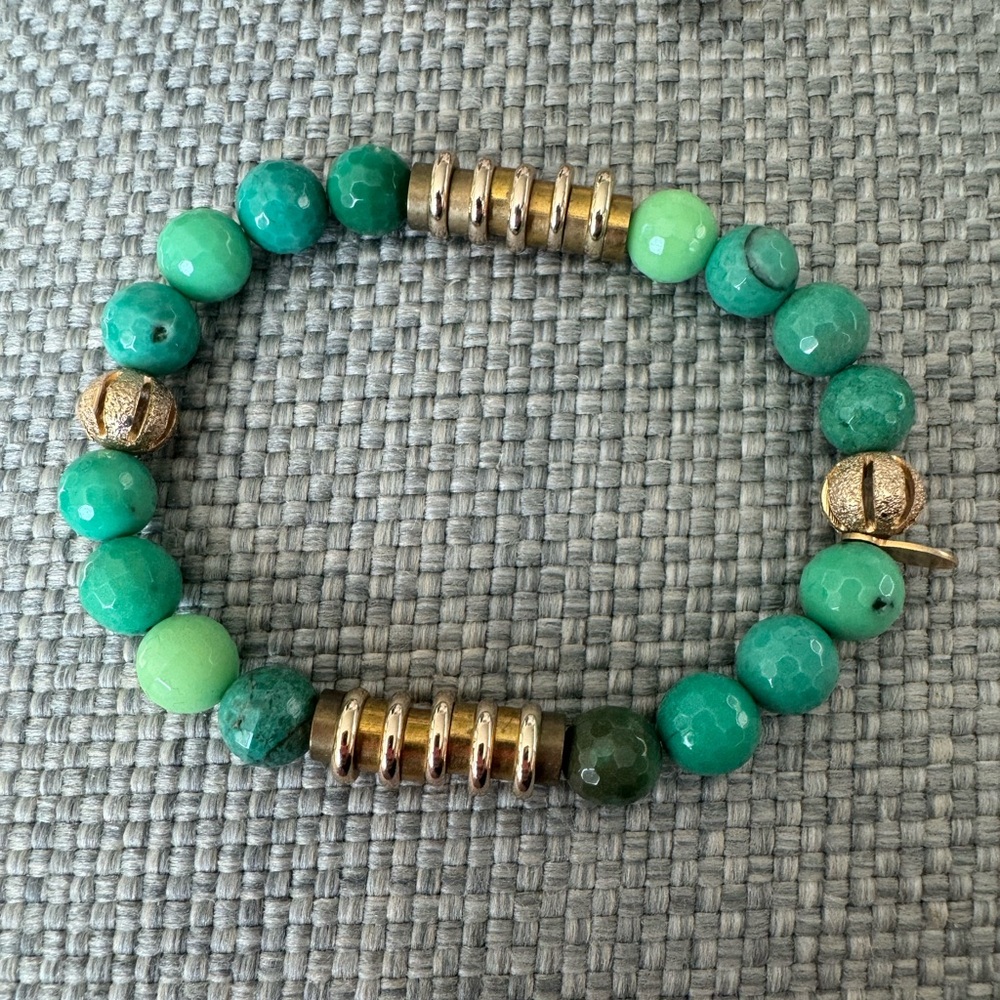 Green beaded bracelet by The Lace Project